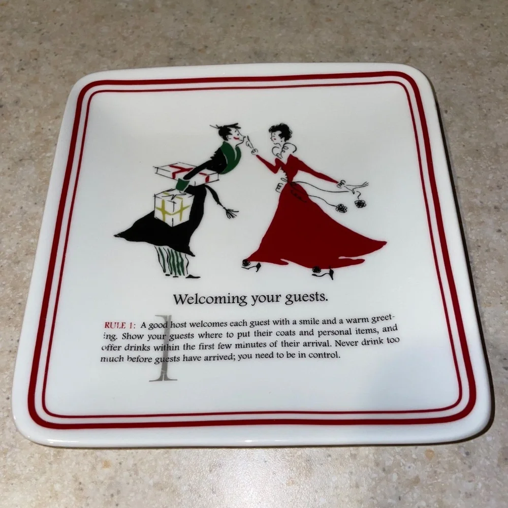 Williams Sonoma Party Etiquette Plate Set Appetizer Cheese Canapés Small Plates